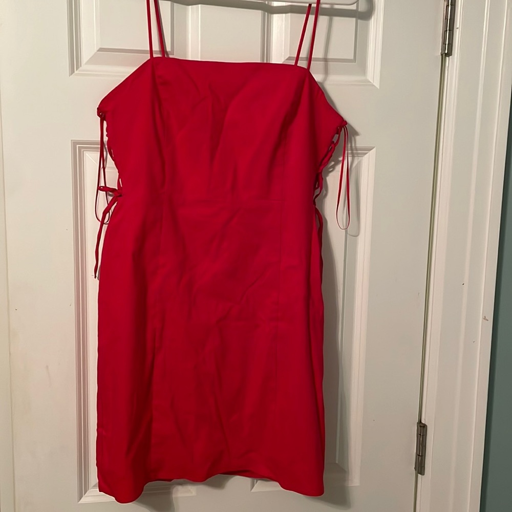 Zara new with tags red linen mini dress